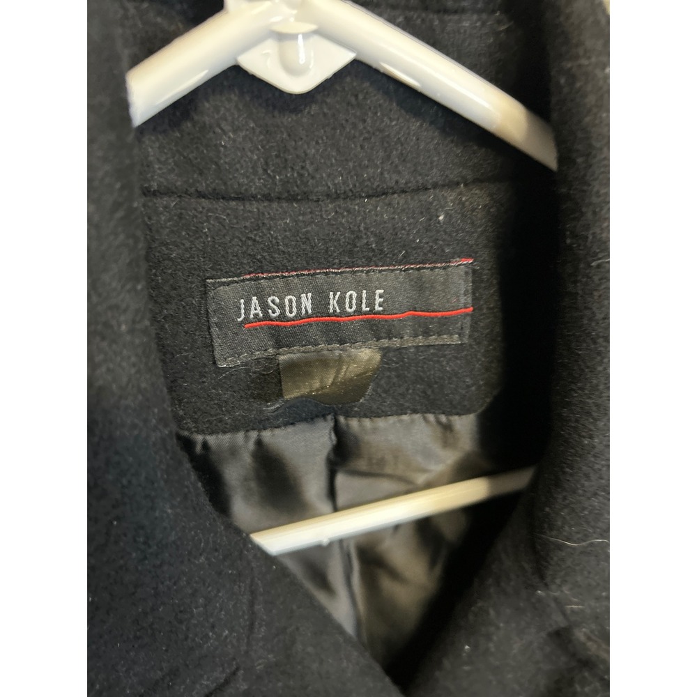 Jason Kole Pea Coat Womens M Black Wool Blend Double Breasted Classic Jacket - Picture 3 of 9